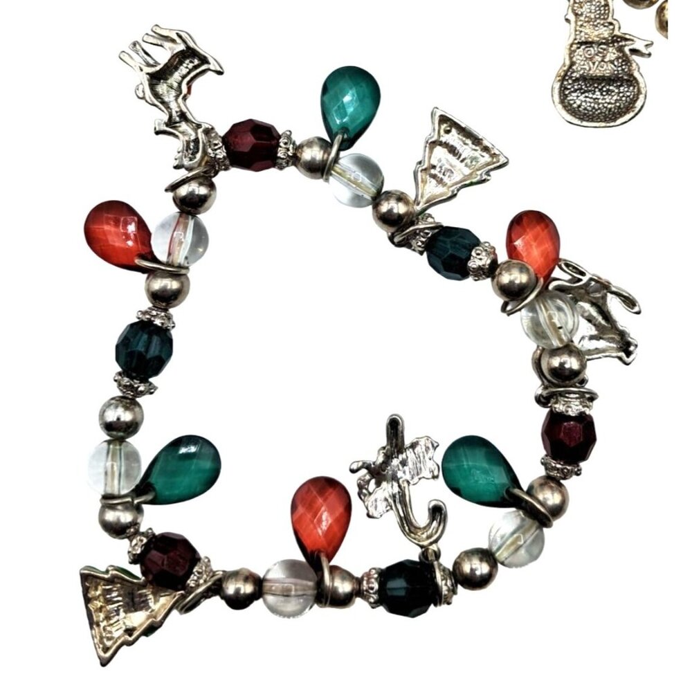 Christmas Bracelet Lot of 4 Slide Charm Avon Vintage to Now Costume Jewelry - Picture 10 of 14